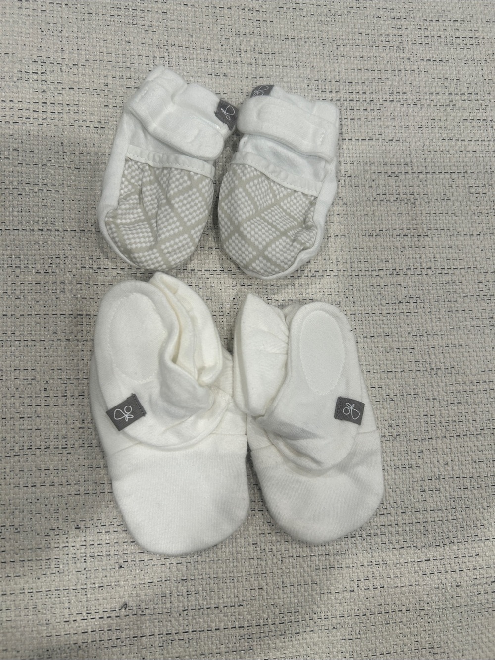 White Baby Mittens and Booties Set - Soft Infant Protection